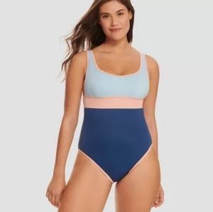 Slimming control scoop neck one piece
